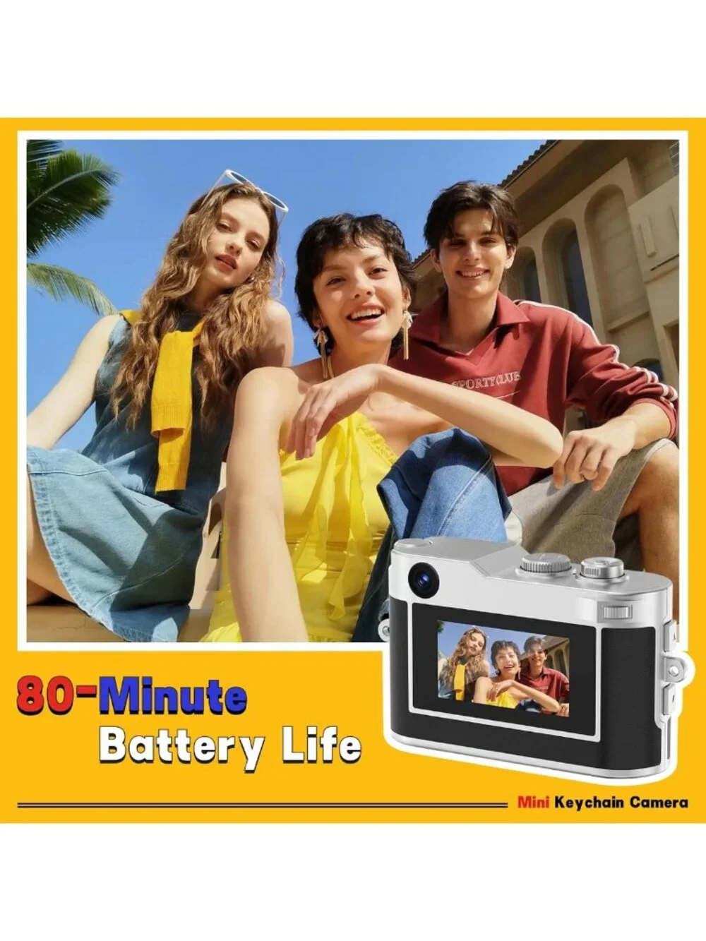 Retro Mini Keychain Camera, Y2K Aesthetic Digital Vlogging Camera, Pocket-Sized